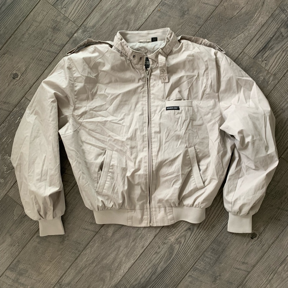 Men’s Members Only Beige Jacket Vintage 90s 80s stranger things